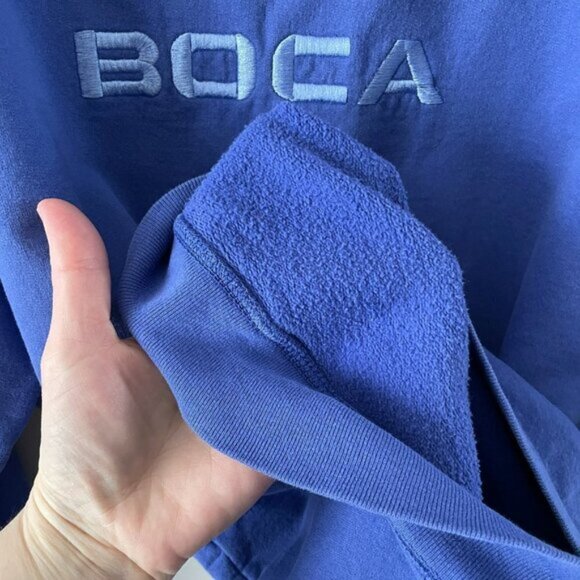 Boca Authentic Crew Neck Pullover Long Sleeve Casual Sweatshirt Blue Large - Picture 5 of 7